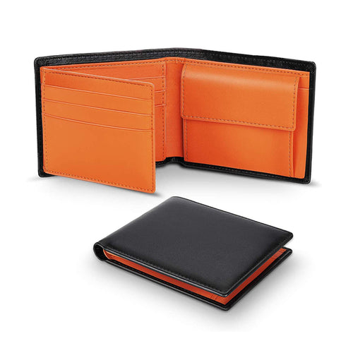 100% Genuine Leather RFID Blocking Slim Trifold Men Wallets with Coin