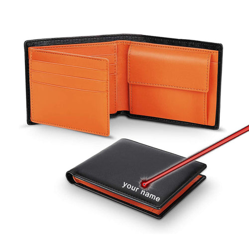 100% Genuine Leather RFID Blocking Slim Trifold Men Wallets with Coin