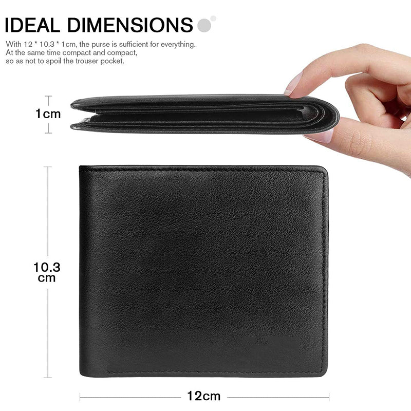 100% Genuine Leather RFID Blocking Slim Trifold Men Wallets with Coin