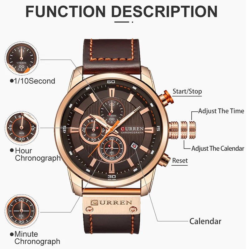Men's Leather Sports Watches  Military
