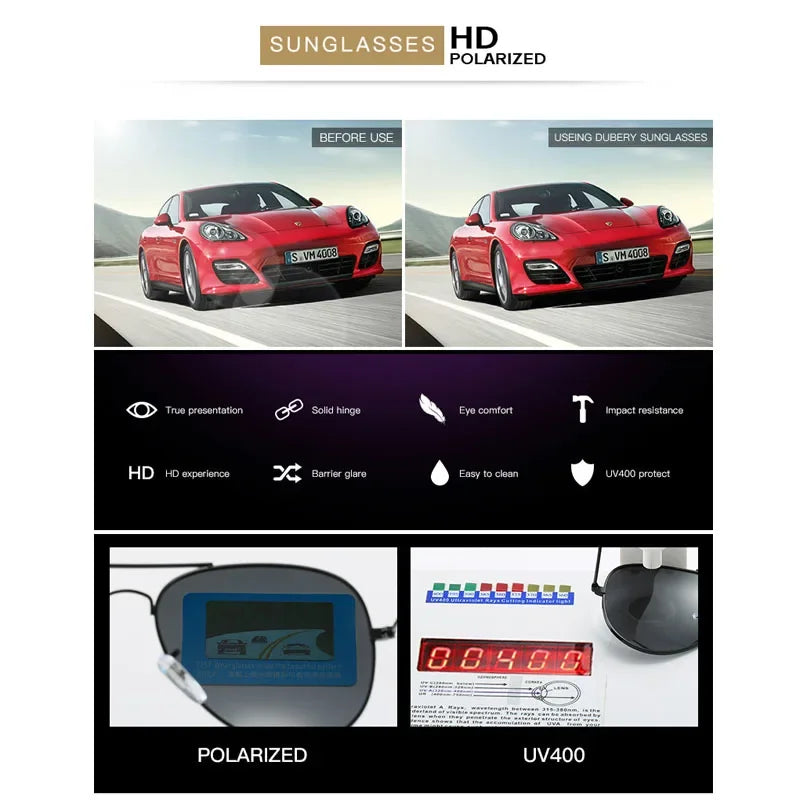 Luxury Men's Polarized Sunglasses Brand Designer Square Women Men