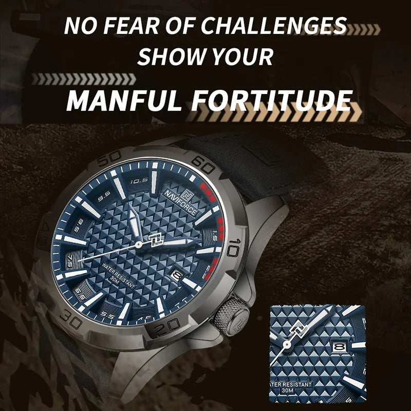NAVIFORCE Brand Men Fashion Quartz Watches Male Leather Strap Sport